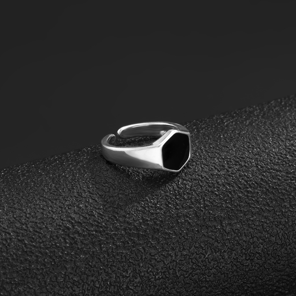 Nhẫn Hở Đeo Ngón Tay Hình Vuông Kiểu Đơn Giản Phong Cách Âu Mỹ