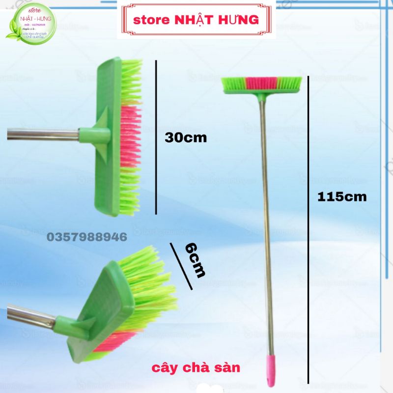 Cây Chổi Chà Sàn, Chà Bụi Bẩn Thân Inox Dài 105cm, Sợi Cước Cứng