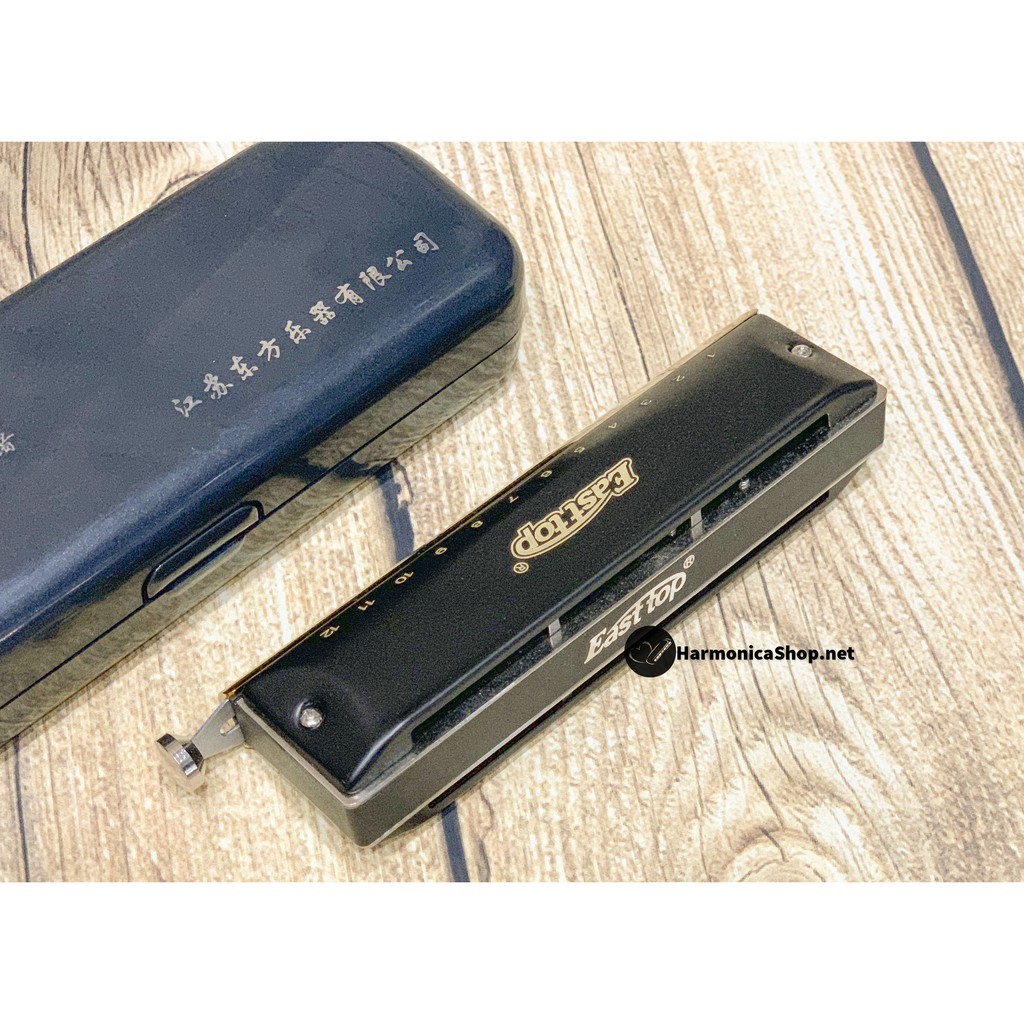 Kèn harmonica Chromatic T1248 Black/Gold 12 lỗ hiệu Easttop