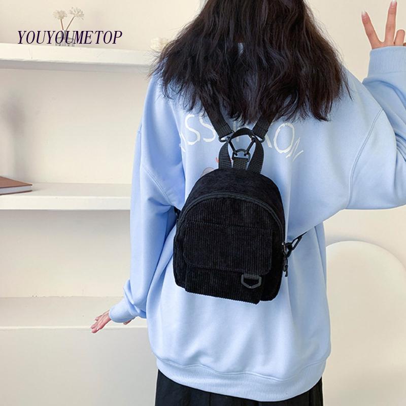 Youyo Ba Lô Đựng Mỹ Phẩm Du Lịch / Mua Sắm Cỡ Nhỏ Vải Nhung Kẻ Thời Trang