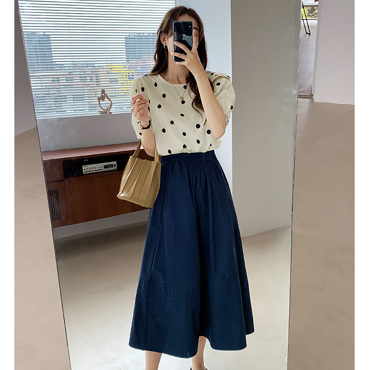 SUXI Áo Lửng Tay Ngắn Chấm Bi Thời Trang Dành Cho Nữ