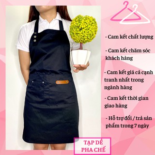 Tạp Dề Yếm Nút Bấm màu đen Dành cho Phục Vụ, Pha Chế ( nhận in, thêu logo )