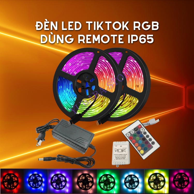 Bộ Đèn LED RGB Dài 5M,5050 Chống Nước, Đổi Màu, Đèn Nháy Trang Trí ( Nguồn + Đèn RGB +Điểu Khiển)