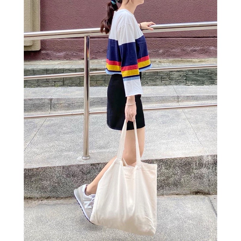 Áo croptop tay dài sọc RUCHAN