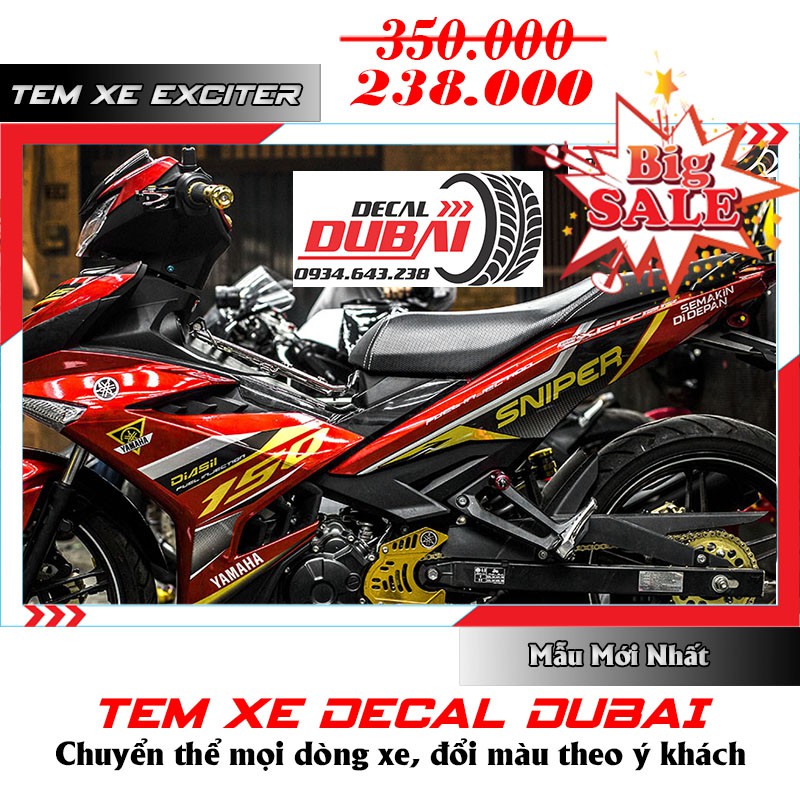 Tem Trùm Exciter 150 Đỏ Vàng Sniper