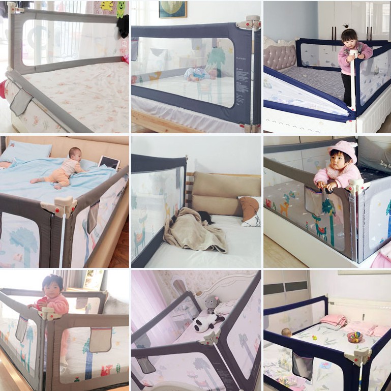 Thanh chắn giường 1M6, 1M8, 2M Chống kẹt, Hạ 1 góc KidAndMom trượt lên xuống cao 105 cm giá bán 1 thanh