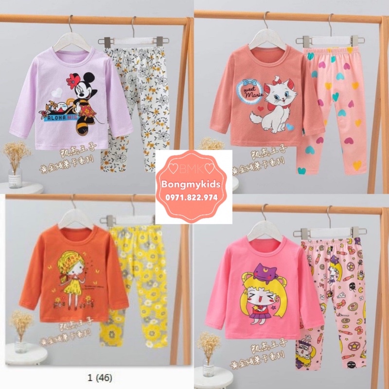 Bộ Cotton Xuất Hàn Dài Tay Bé Gái Size Nhỡ(15-23kg). Mẫu mới nhất 2021