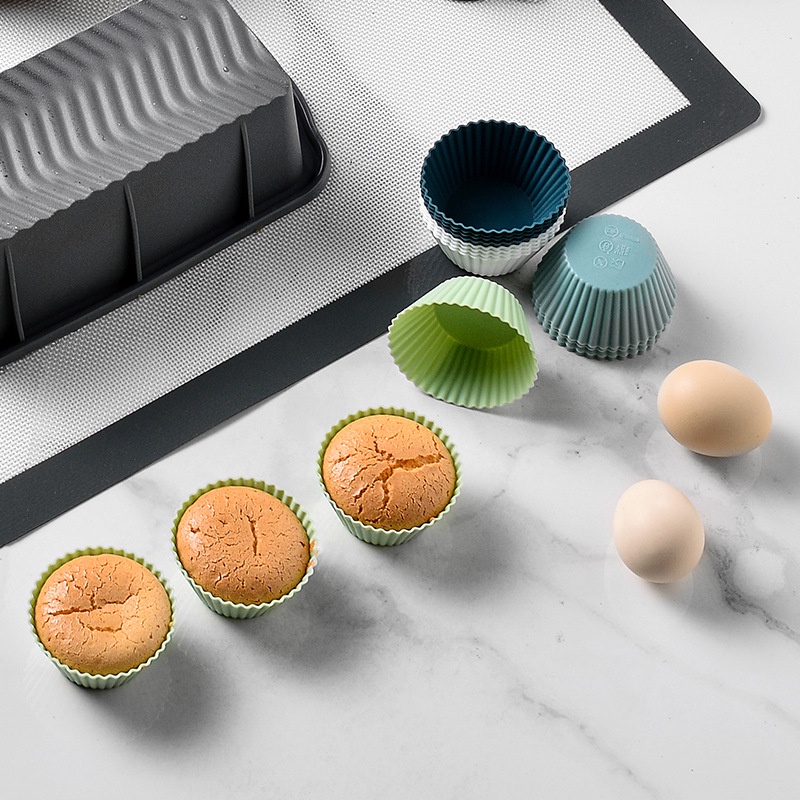 Set 12 khuôn Houseeker bằng silicon hình tròn giúp làm bánh muffin cupcake thủ công