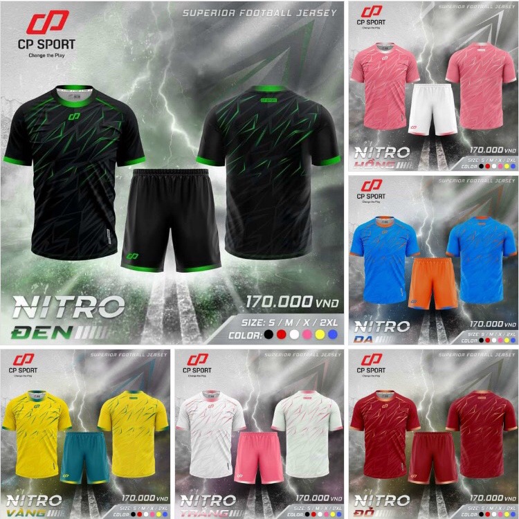 Áo đá bóng, đồ đá banh, quần áo bóng đá, áo không logo CP NITRO - Chất vải cao cấp, bền đẹp