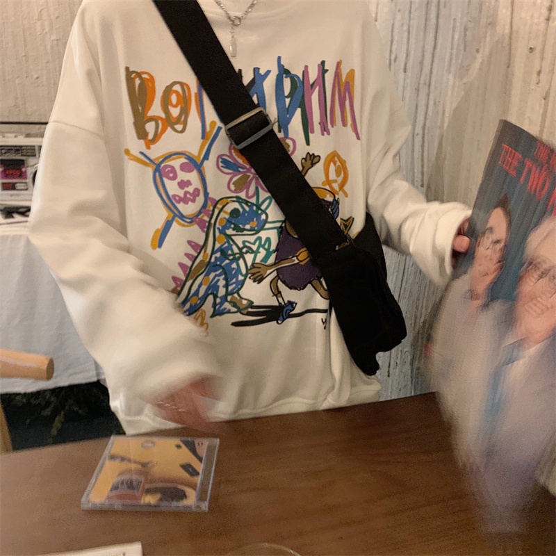 【ZHELIHANGFEI】Áo Thun Sweater Tay Dài In Họa Tiết Xinh Xắn