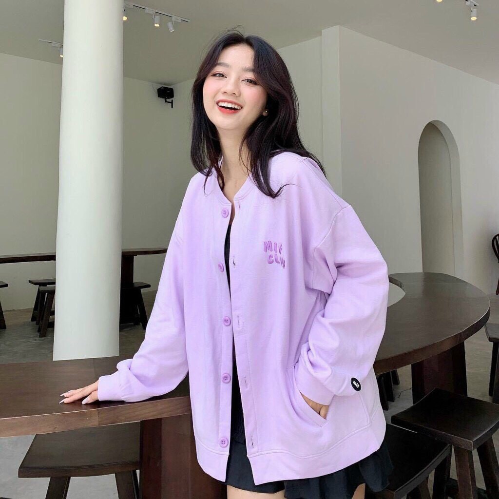 Áo khoác cardigan unisex form rộng nam nữ hình thêu, chất nỉ ngoại bao đẹp