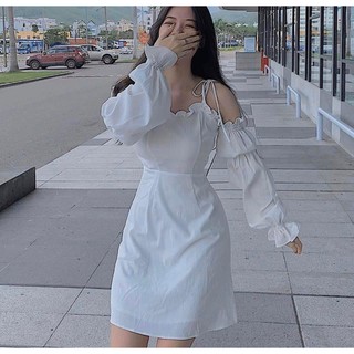 ĐẦM TRẮNG RỚT VAI 2 màu