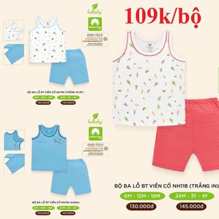 Lullaby Bộ Ba Lỗ Bé Trai Viền Cổ NH11B