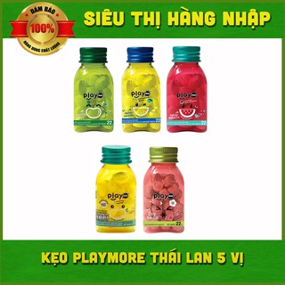 Kẹo Play Thái Lan dạng hũ 5 vị (dưa hấu/táo/xí muội/chanh muối/xoài)