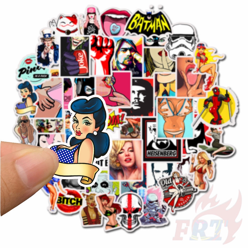 ❉ Miếng Dán Họa Tiết Graffiti Phong Cách Hip hop 01 Vui Nhộn ❉ Set 50 Miếng Dán Chống Thấm Nước Thời Trang Dùng Để Trang Trí Vali/Laptop/Ván Trượt