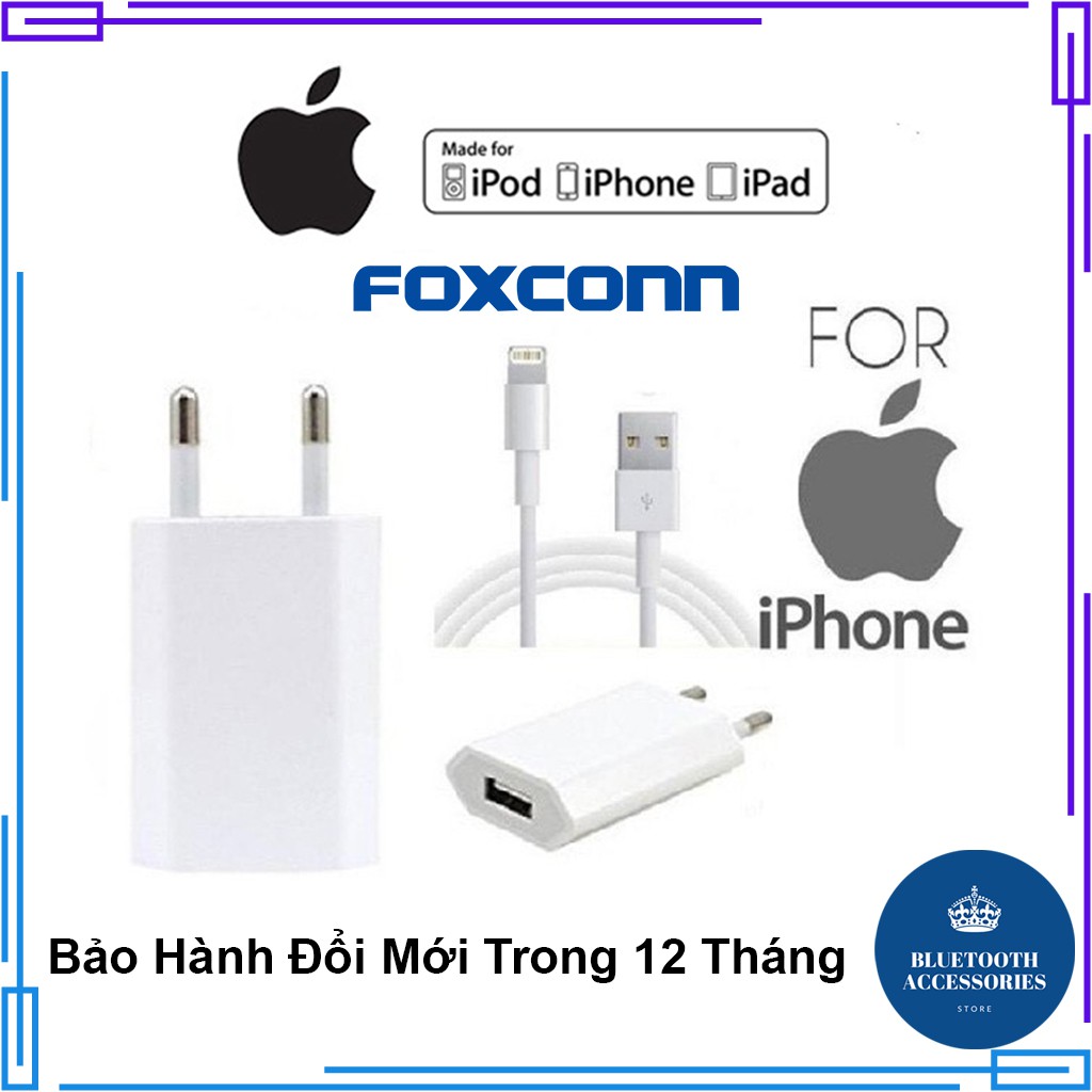 Sạc iPhone, Bộ Sạc iPhone Dẹt Zin 5w Hàng Chuẩn Chất Lượng Chính Hãng