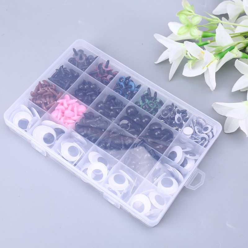 Hộp 376 Mắt Nhựa Kèm Vòng Đệm Cho Búp Bê / Thú Nhồi Bông DIY