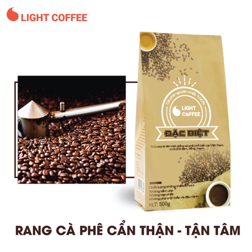 Cà phê Đặc biệt dạng bột Light Coffee 1kg (2 gói) vị đậm, đắng, mạnh - Gói 500g