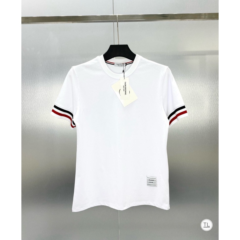 Áo thun Unisex nam nữ tay ngắn dáng ôm body THOMBROWN sọc đỏ trắng vải cotton xịn dày chống xù lông co dãn 4 chiều TL95