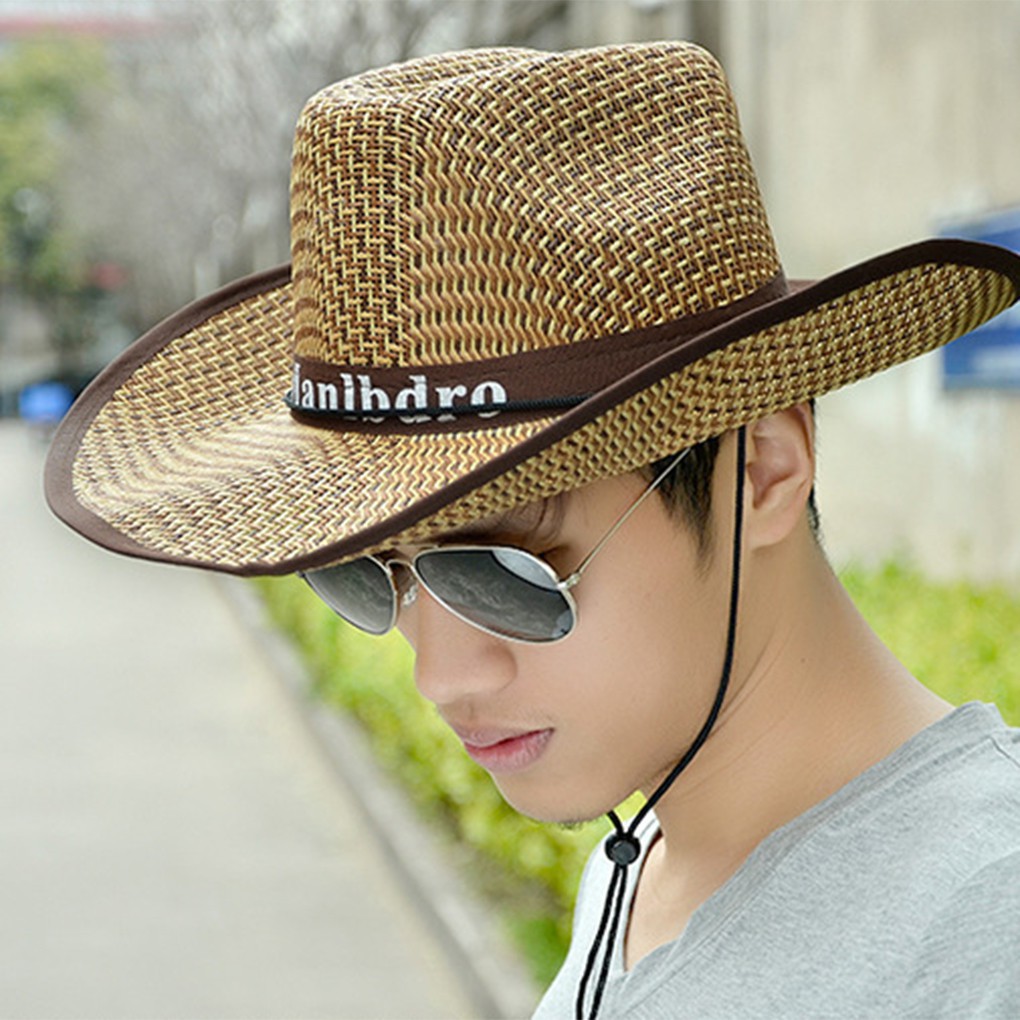 Mũ cói vành rộng thời trang cho nam