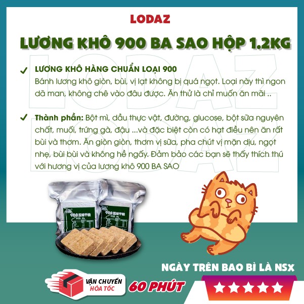 Lương khô quân đội 900 Ba Sao hộp sắt 1.2 kg