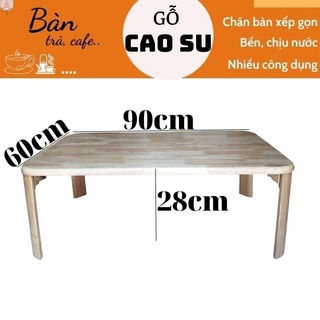 Bàn gỗ xếp gọn chân bánh mỳ 90x60x28cm (Tự nhiên)
