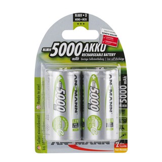 Pin đại D sạc ANSMANN 5000mAh NiMH HR20 BL2 - vỉ 2 viên