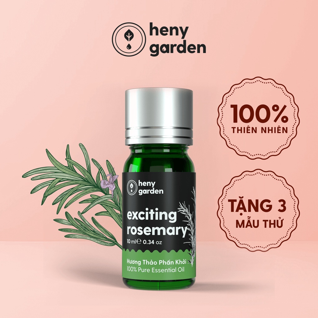 Tinh Dầu Hương Thảo Organic Nguyên Chất Đậm Đặc Xông Thơm Phòng, Làm Nến Thơm Thiên Nhiên, Giúp Dễ Ngủ Heny Garden 10mL