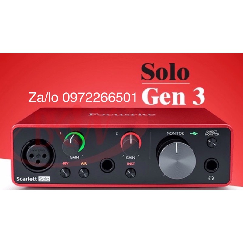 [CHÍNH HÃNG] Sound card Focusrite Scarlett Solo gen 3 thu âm chuyên nghiệp idol cc talk bigo livestream bán hàng onl