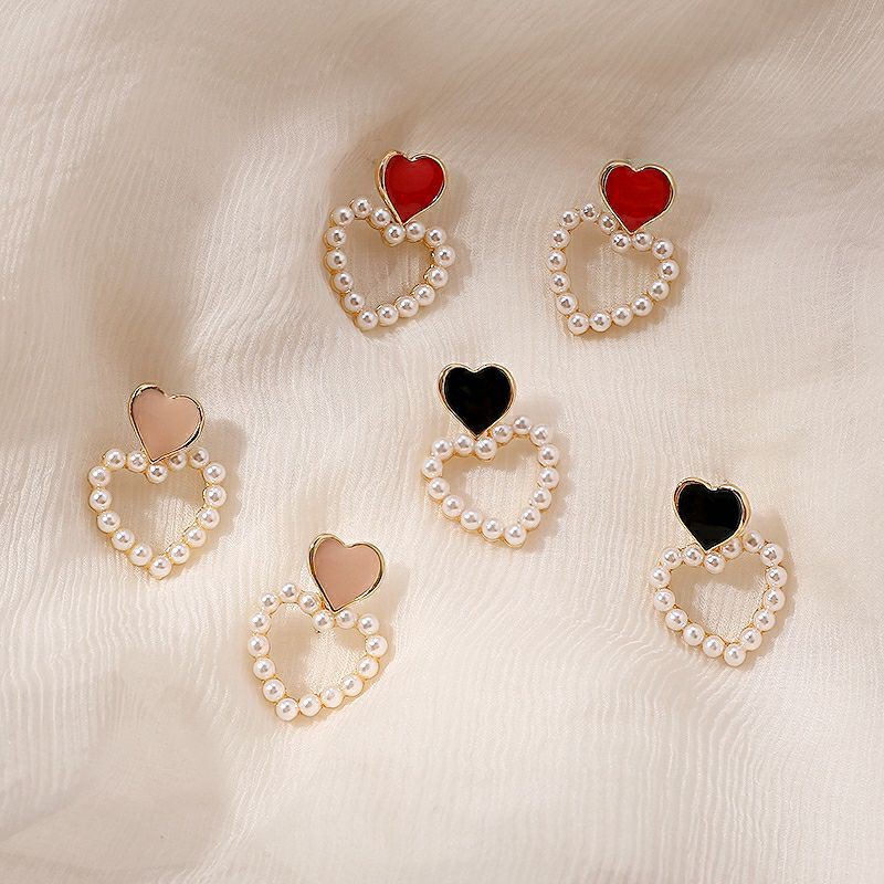 Bông Tai Hình Trái Tim Đính Ngọc Thời Trang