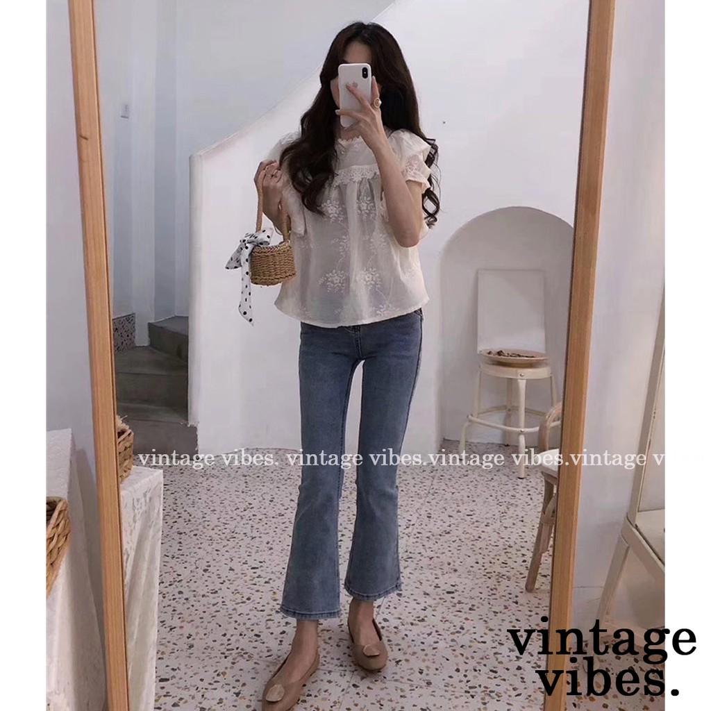 🚛[FREESHIP] Áo babydoll viền bèo vải thêu họa tiết Ulzzang (hàng QCCC) - CÓ SẴN + ẢNH THẬT TỰ CHỤP