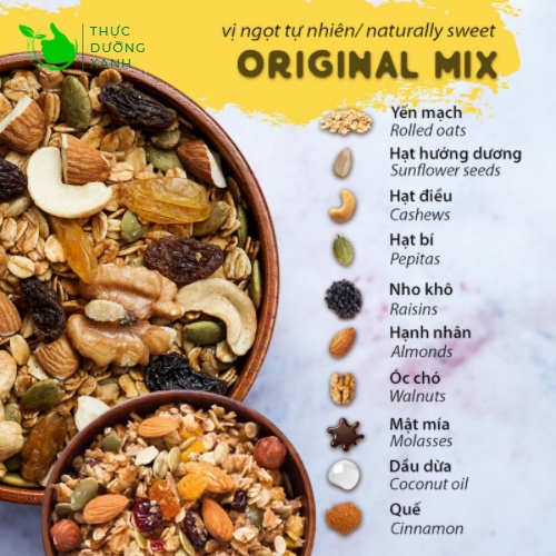 Granola siêu hạt, ngũ cốc dinh dưỡng ăn kiêng &amp; giảm cân 500Gr, Eat Clean, Healthy - Thực Dưỡng Xanh