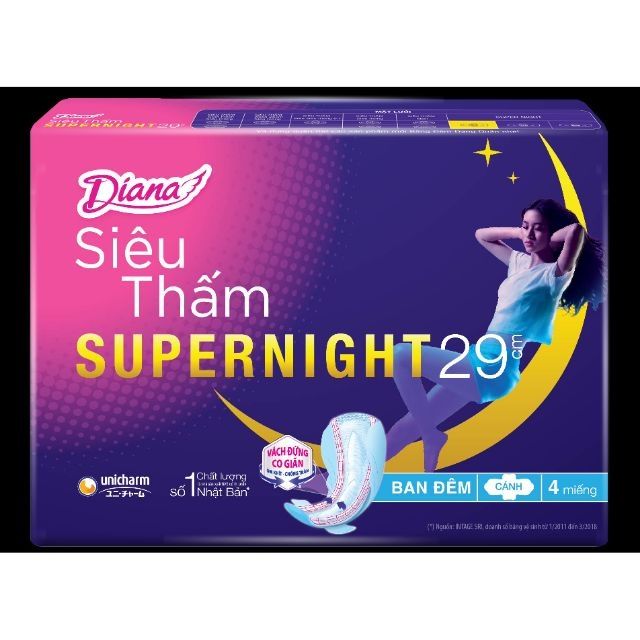 6 gói băng vệ sinh Diana  siêu thấm supernight 29cm