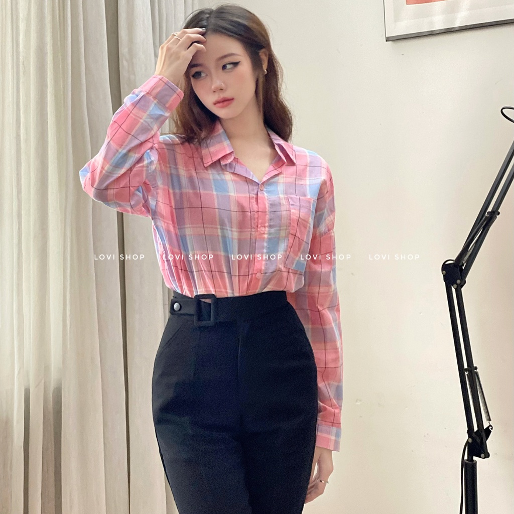 Quần tây baggy khoen vuông công sở hai màu Basic LOVI