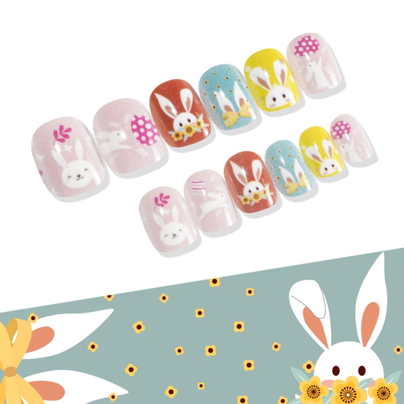 Miếng Dán Trang Trí Móng Tay Hình Thỏ Phục Sinh Dễ Thương