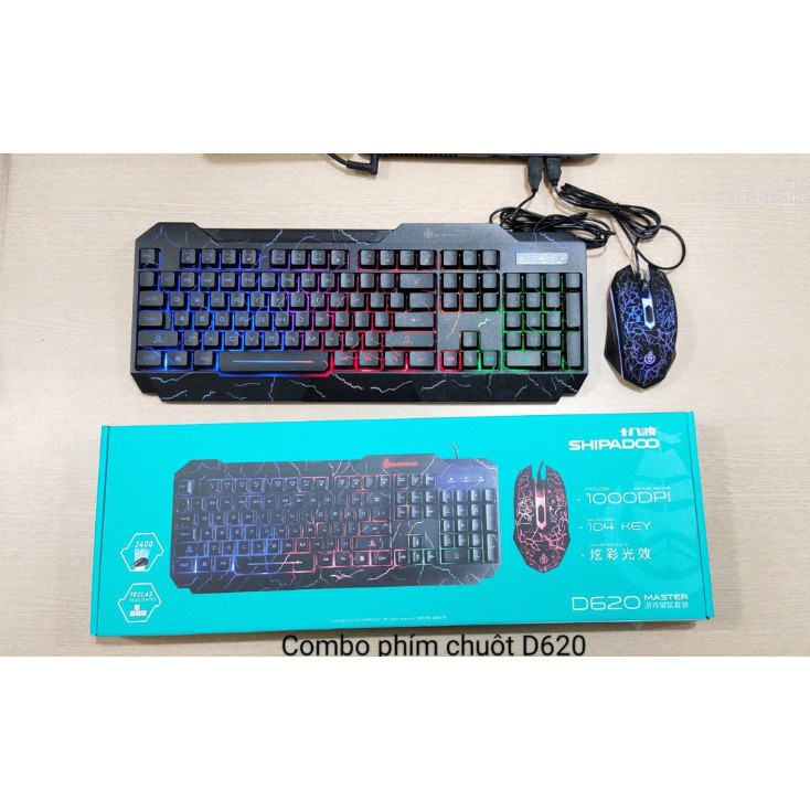 Thanh Lý Bộ Bàn Phím Chuột D950-D620 SHIPADOO Bàn phím chuột chơi game cổng USB  siêu nhạy Led siêu đẹp.
