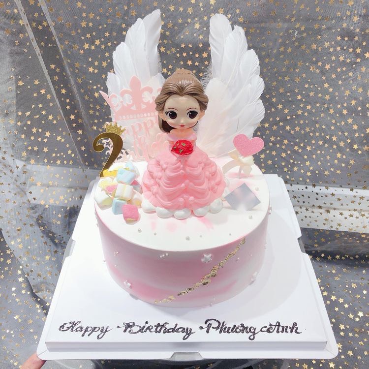 Bánh sinh nhật bé gái công chúa Elsa, công chúa hồng, vương miện, Bạch tuyết, giao hàng luôn, ship nhanh, bánh ngon sẵn