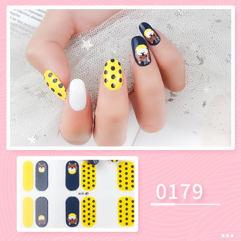 Sticker decal dán móng làm nail mi theo phong cách thời trang nữ Hàn Quốc (Set gồm 14 miếng)