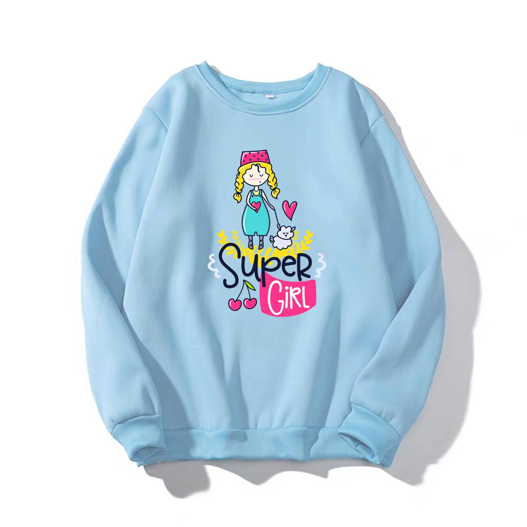 Áo Sweater nữ in hình Super Girl dễ thương, kiểu hoodie chui đầu William - DS101 | BigBuy360 - bigbuy360.vn