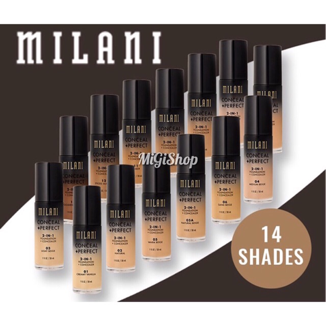[Hàng Mỹ] Kem Nền Che Khuyết Điểm MILANI 2 In 1 Foundation + Concealer 30ml