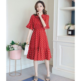 Đầm bầu voan chấm bi - có khóa cho con ti