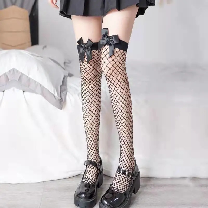 Vớ Lưới Dài Qua Gối Đính Nơ Phong Cách Anime Ngọt Ngào Quyến Rũ Cho Nữ