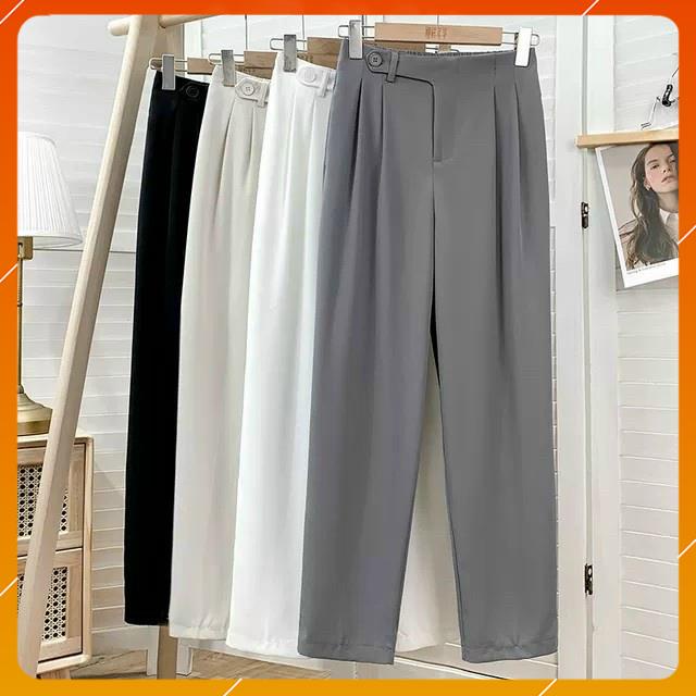 Quần Baggy nữ lưng chun sau cạp tim lồng đai đỉa cá tính phom đẹp màu sắc đen ghi be trắng mã Q0888 Doly | BigBuy360 - bigbuy360.vn