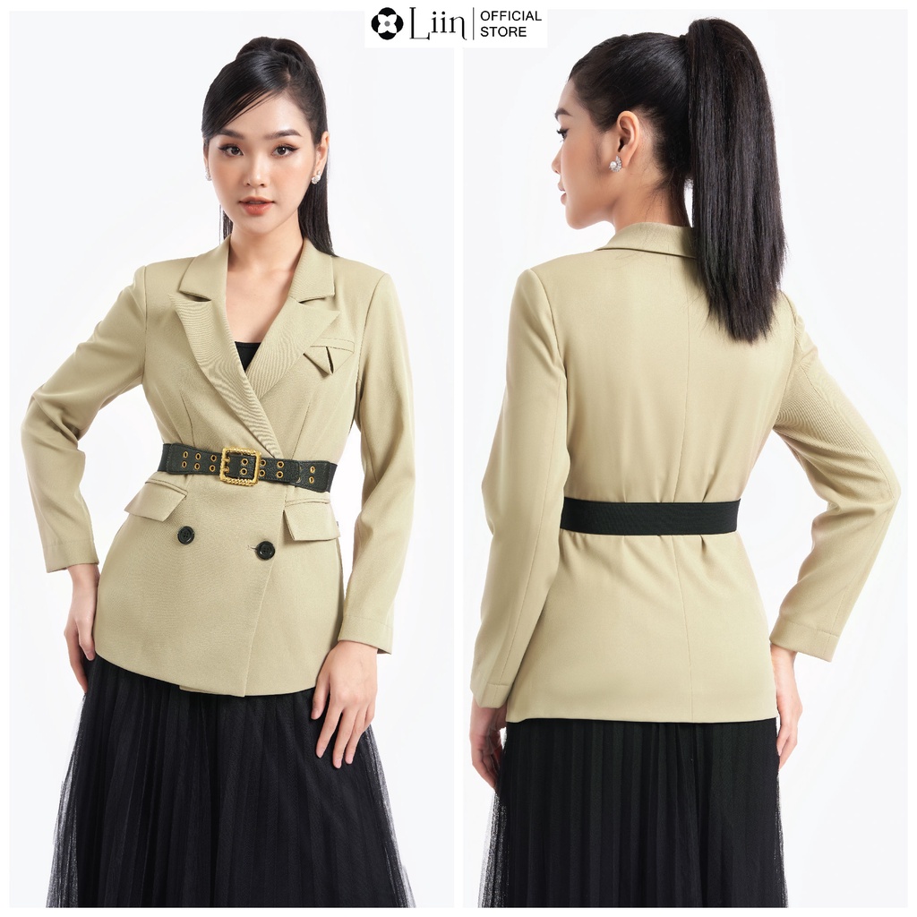 Áo vest nữ thanh lịch mix túi trơn basic dài tay kiểu dáng sang trọng Liin Clothing V5431