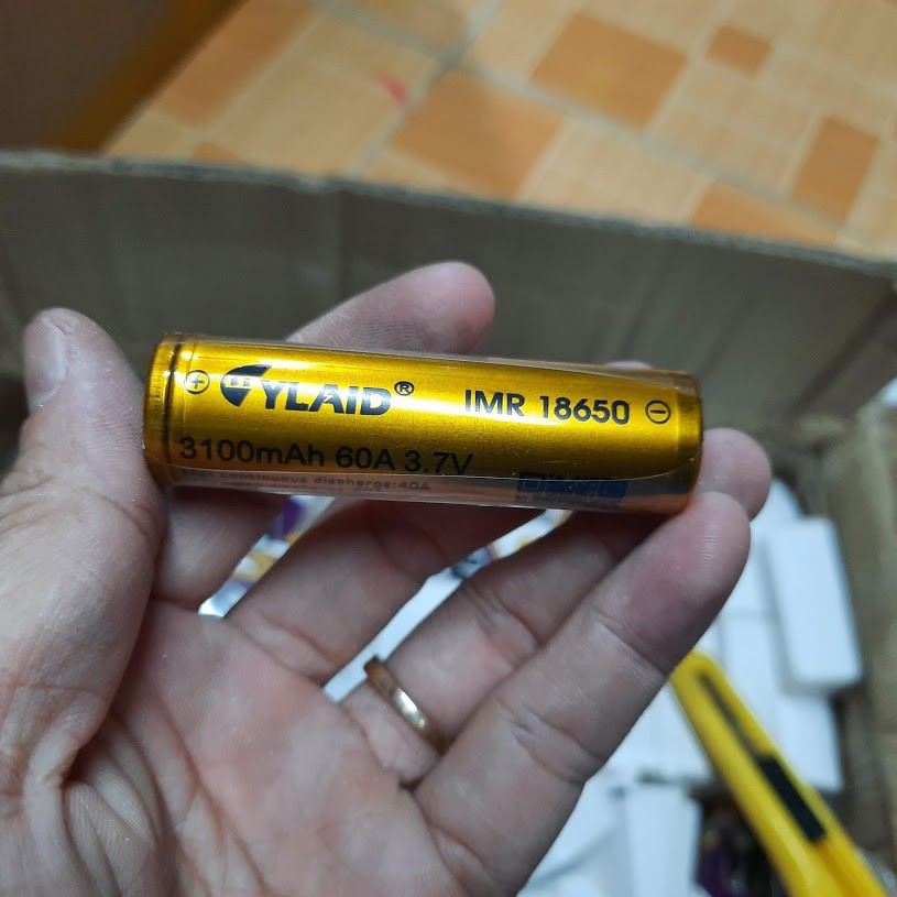 Pin sạc Lithium 18650 Cylaid 3.7v 3200mAh xả cao 60A cho box sạc dự phòng, đèn pin, quạt sạc mini...