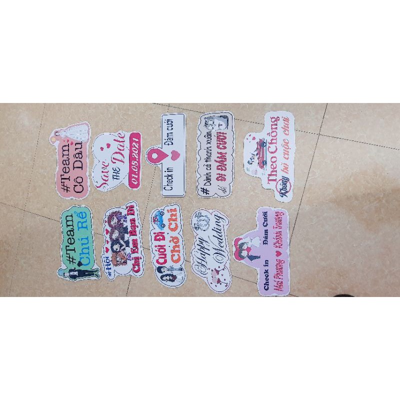 Combo 12 hashtag cầm tay chụp ảnh đám cưới (ib chọn mẫu theo yêu cầu)