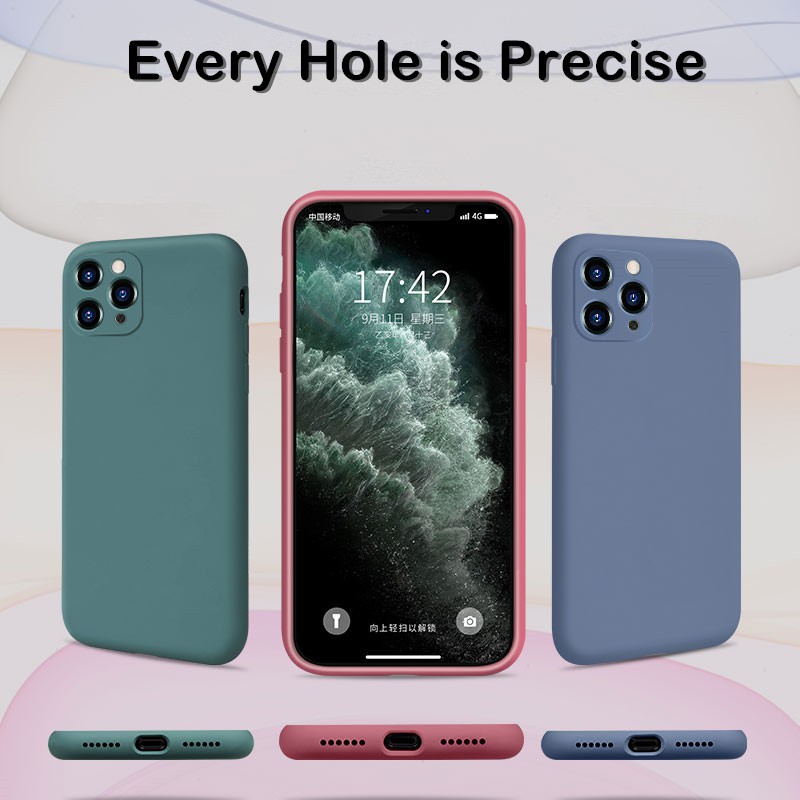 Ốp điện thoại silicon dạng lỏng chính hãng mềm bảo vệ camera cho iphone 6 6S 7 8 Plus X XR XS MAX 11 PRO MAX