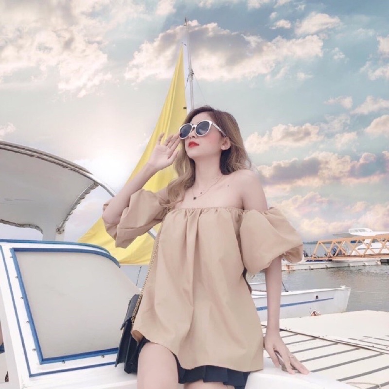 (Video thật)Áo trễ vai tay bồng tiểu thư điệu đà | BigBuy360 - bigbuy360.vn