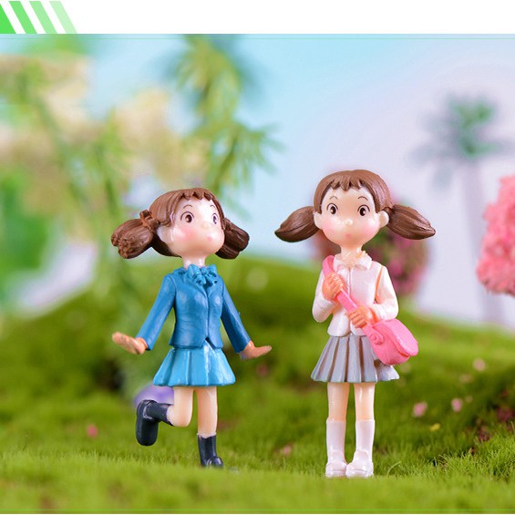 Tượng cô bé học sinh trang trí để bàn tiểu cảnh DIY