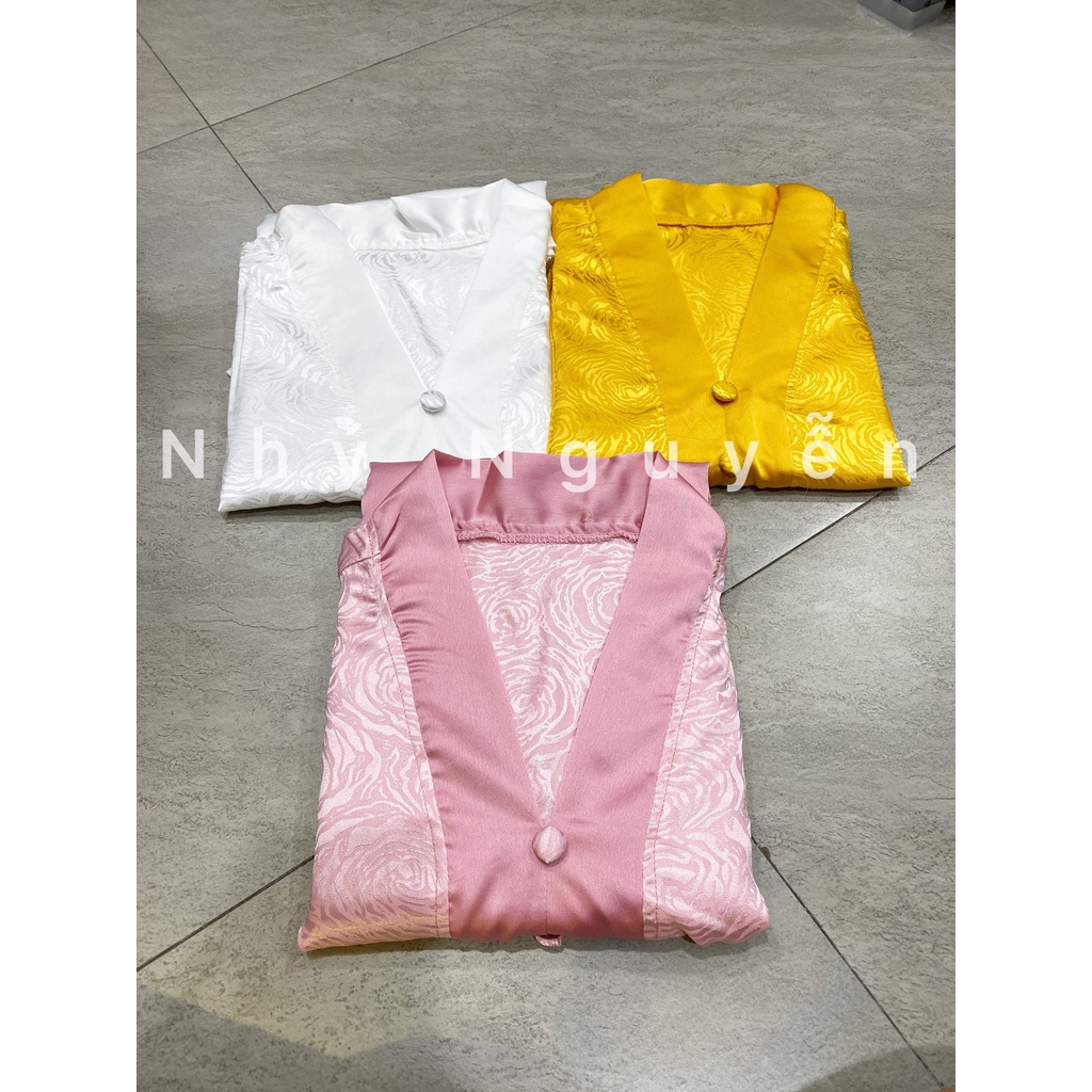 Bộ Lễ Đi Chùa Lụa Vân Gấm MÀU HỒNG